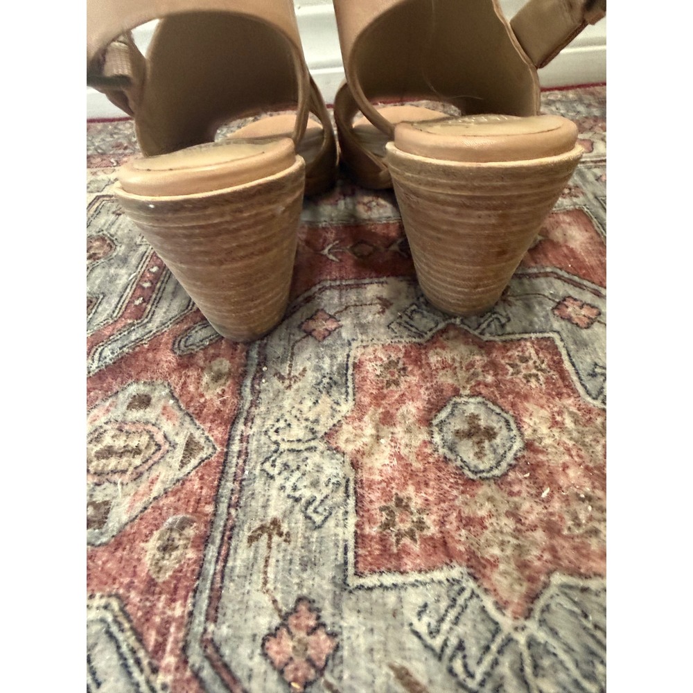 Eileen Fisher Tan Leather Block Heel Slingback Sandals Open Toe Nude 6.5 - Picture 4 of 7